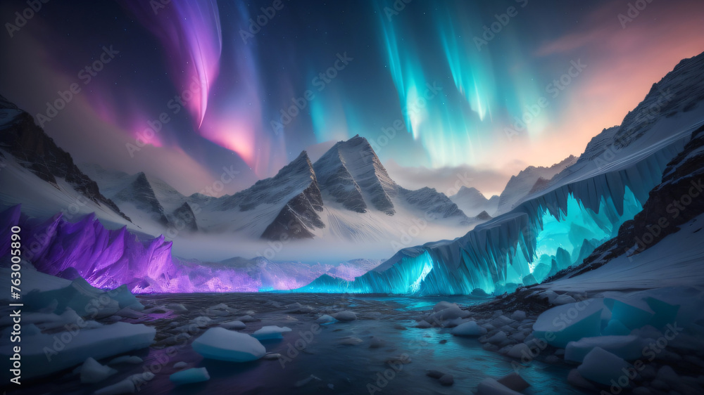 Naklejka premium Gletscher im Polarlicht