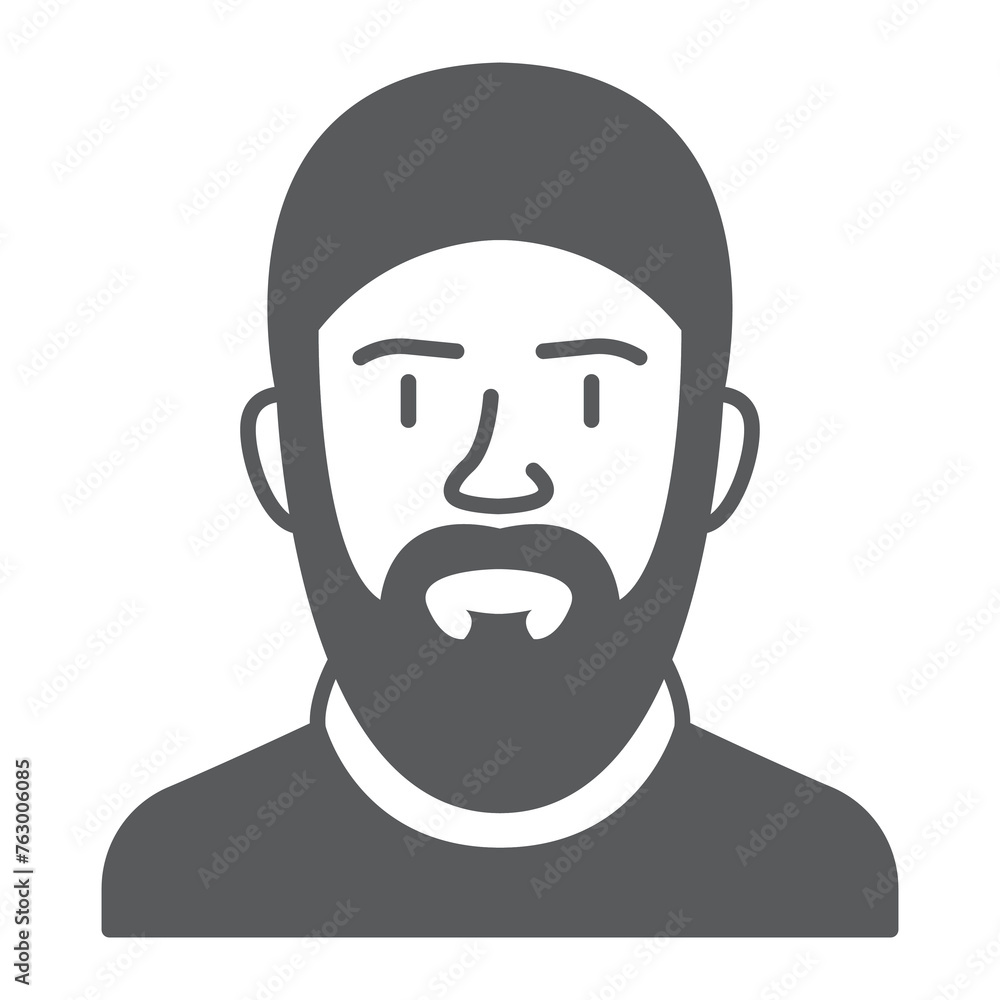 Muslim man solid icon, glyph style icon for web site or mobile app, Islamic and Ramadan, Arabian man vector icon, simple vector illustration, vector graphics with editable strokes.