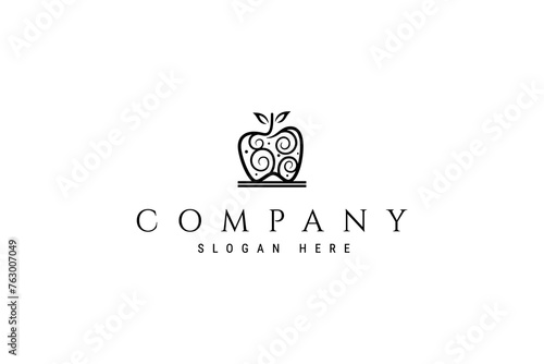 Fotografie apple fruit logo design line art vector illustration abstract image
