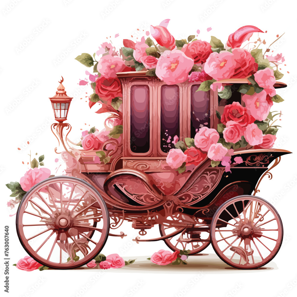 Floral Carriage Clipart clipart isolated on white background