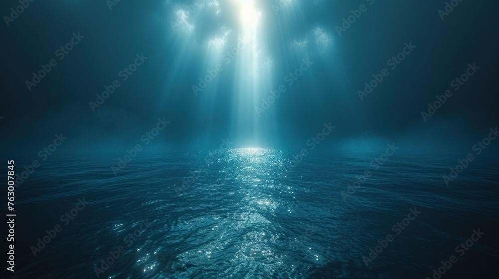 Mysterious Glowing Phenomenon Erupting From Sea Under Moonlit Night Sky Mysterious Glowing Phenomenon Erupting From Sea Under Moonlit Night Sky