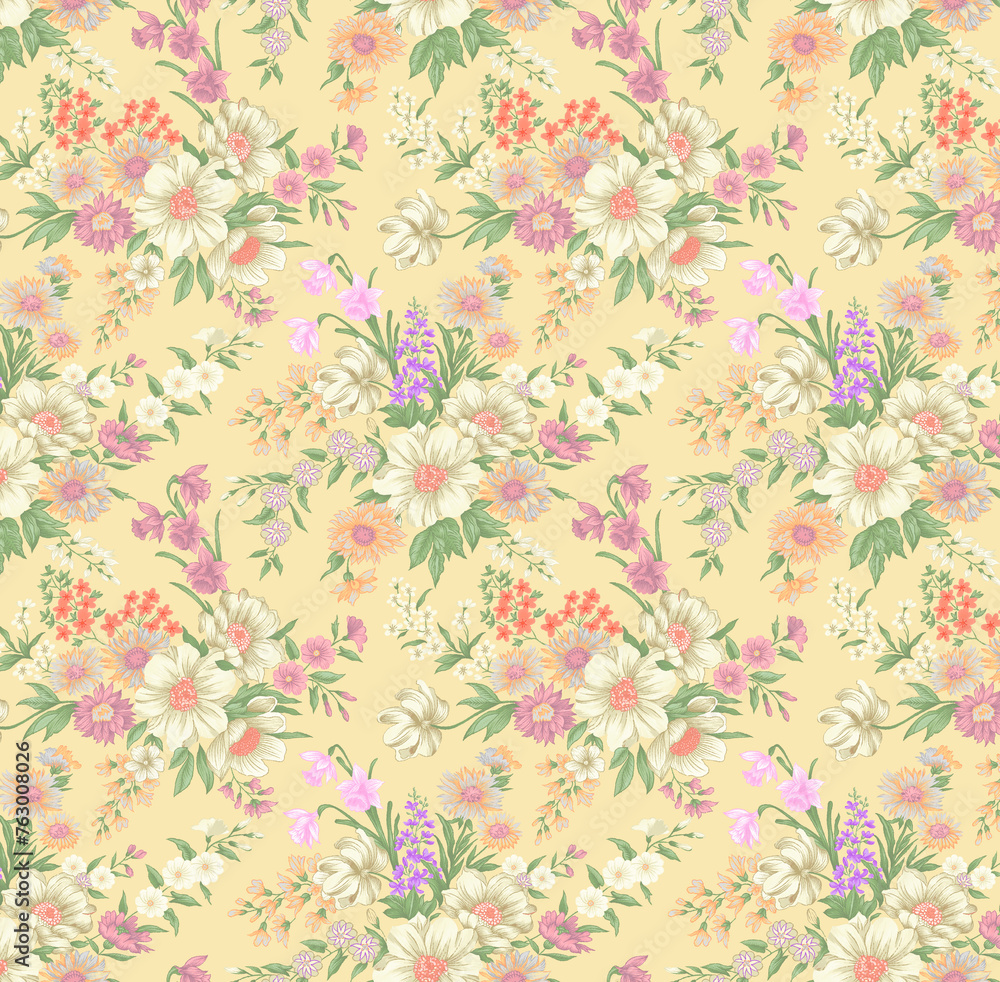 Allover pattern seamless floral pattern new digital print textile design 