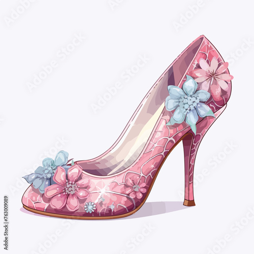 Floral Prom Shoes Clipart High heel