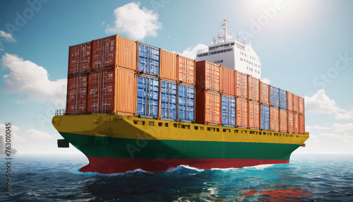 Ship with Lithuania flag. Sending goods from Lithuania across ocean. Lithuania marine logistics companies. Transportation by ships from Lithuania.