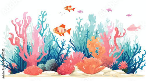 A whimsical underwater garden teeming with vibrant m