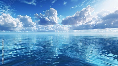 Beautiful Expanse of the Sky Meeting the Sea. Serene Horizon Landscape Concept.
