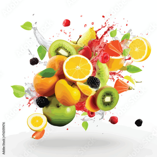 Fruit Explosion Clipart  isolated on white background