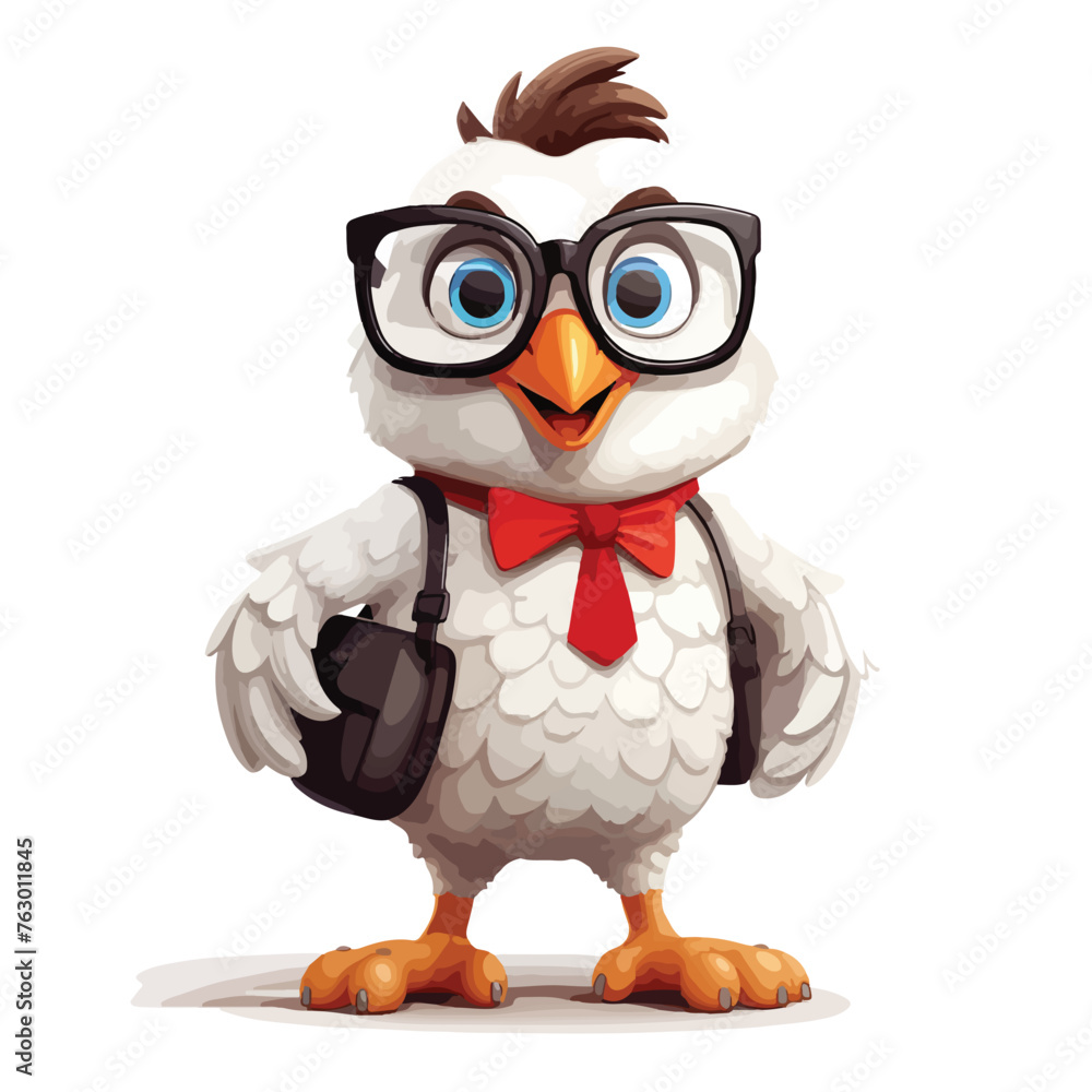 Funny nerd chicken clipart clipart isolated on white