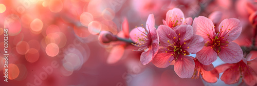 Beautiful blooming branch of cherry tree, Cherry blossom trees in spring 