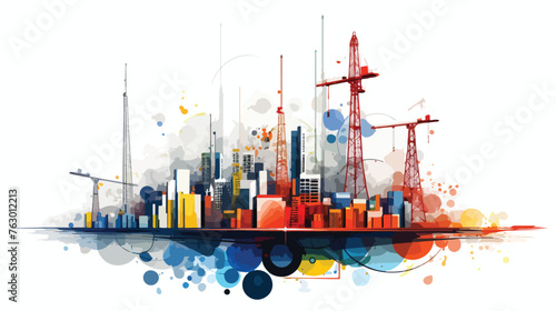 Abstract world construction in vector flat vector isolated