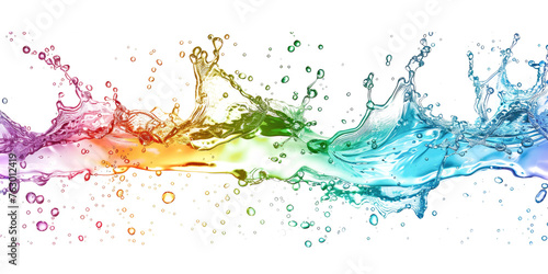 colorful rainbow colored liquid splashing isolated on white or transparent png
