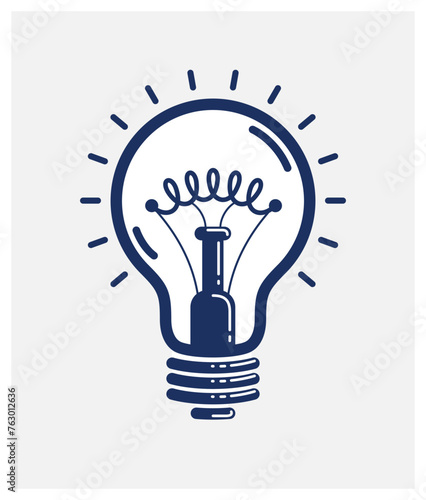 Creative idea light bulb vector linear logo or icon, creativity, science invention or research lightbulb, new business start.