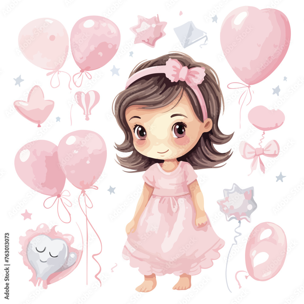 Girl Babyshower Clipart clipart isolated on white background