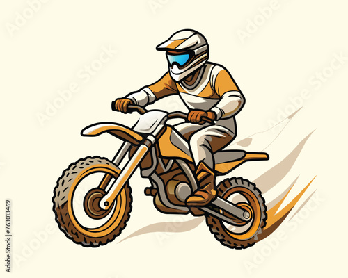 Fototapeta Naklejka Na Ścianę i Meble -  vector A motocross rider on a motorcycle t-shirt design