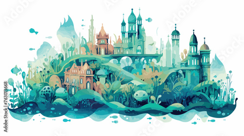 An underwater city inhabited by merfolk and other