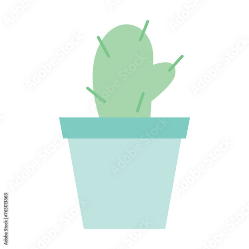 Interior potted cactus. Home indoor green decor. Flat graphic vector illustrations isolated on white background. Hand drawn vector illustration of green cactuspot isolated for print, poster, banner photo