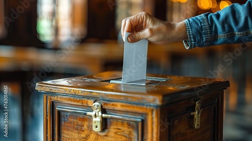 Close-Up of Hand Placing Ballot in Secure Box, Neutral Voting Act