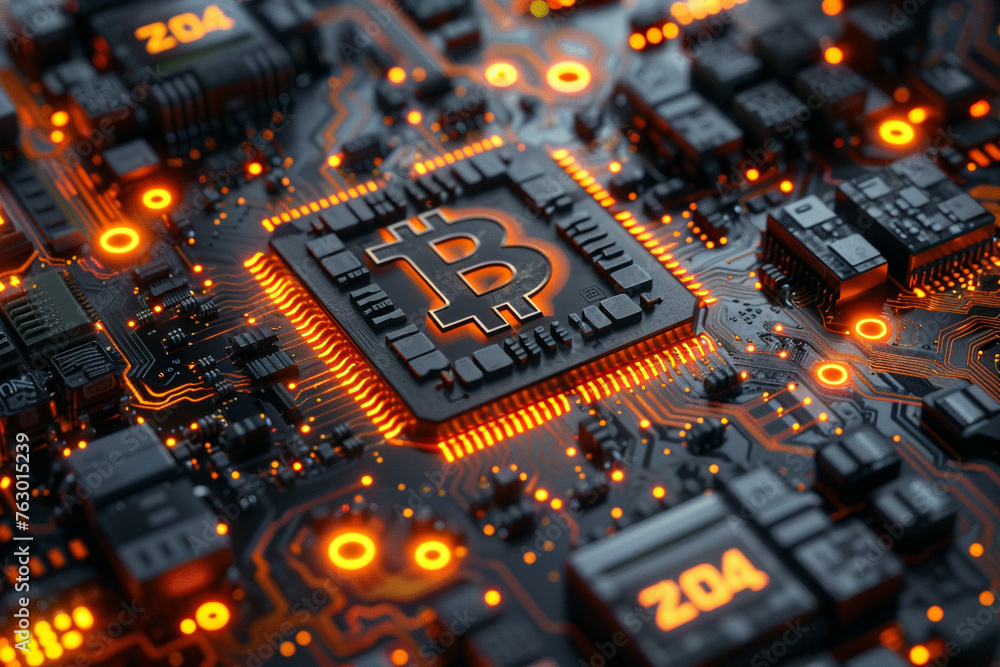 Gold Bitcoin electronic computer processor board Gold Bitcoin electronic computer processor board