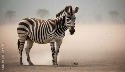 A Zebra In A Dusty Field Upscaled 4