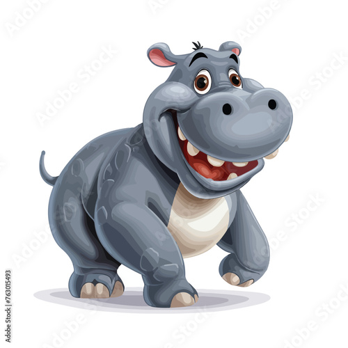 Happy Hippo clipart isolated on white background