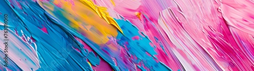 Abstract background with pink, blue and yellow paint strokes