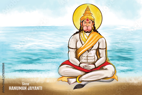 Haapy hanuman jayanti on lord hanuman celebration illustration background