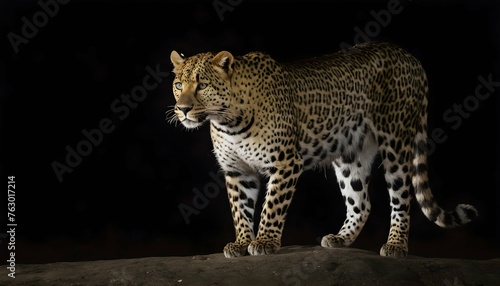 A Leopard With Its Spotted Coat Glistening In The Upscaled