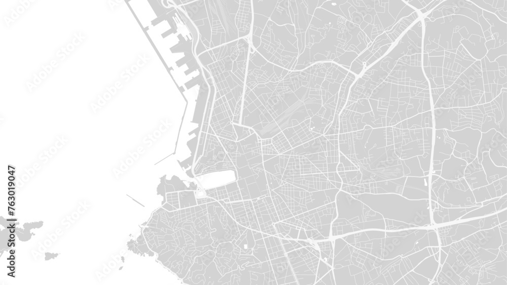 Background Marseille map, France, white and light grey city poster. Vector map with roads and water. - obrazy, fototapety, plakaty 