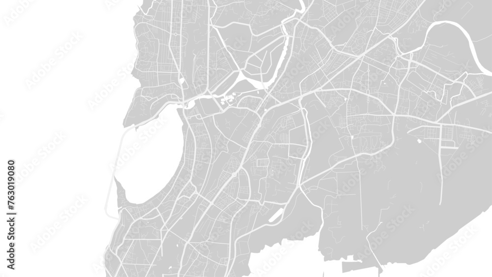 Mumbai map, India. Grayscale city map, vector streetmap. - obrazy, fototapety, plakaty 