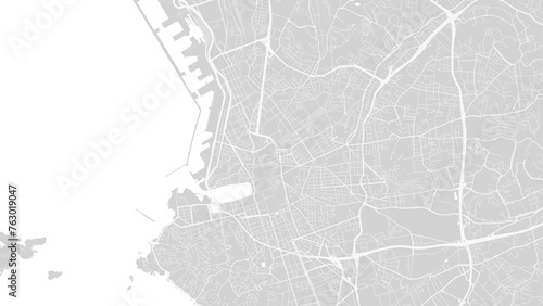Background Marseille map, France, white and light grey city poster. Vector map with roads and water. photo