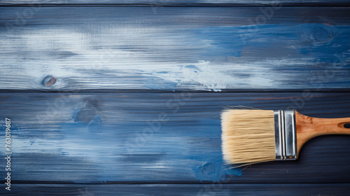Brush construction on a wooden background construction