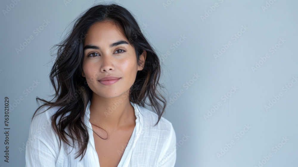Young hispanic woman beauty portrait with ample copy space Young hispanic woman beauty portrait with ample copy space