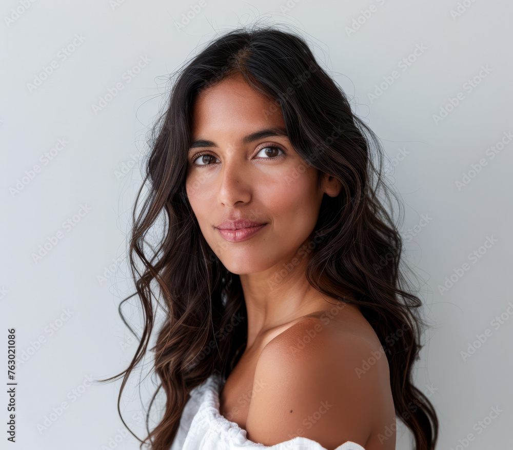 Young hispanic woman beauty portrait with ample copy space Young hispanic woman beauty portrait with ample copy space