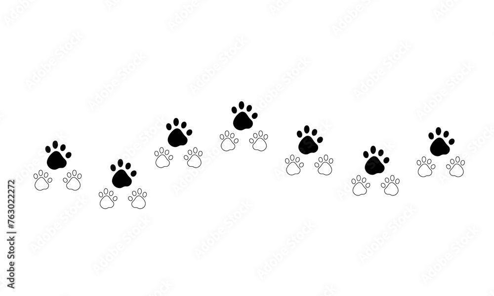 Animal paw footprint of dog and cat are isolated on a transparent background png. - obrazy, fototapety, plakaty 