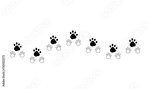Animal paw footprint of dog and cat are isolated on a transparent background png. photo