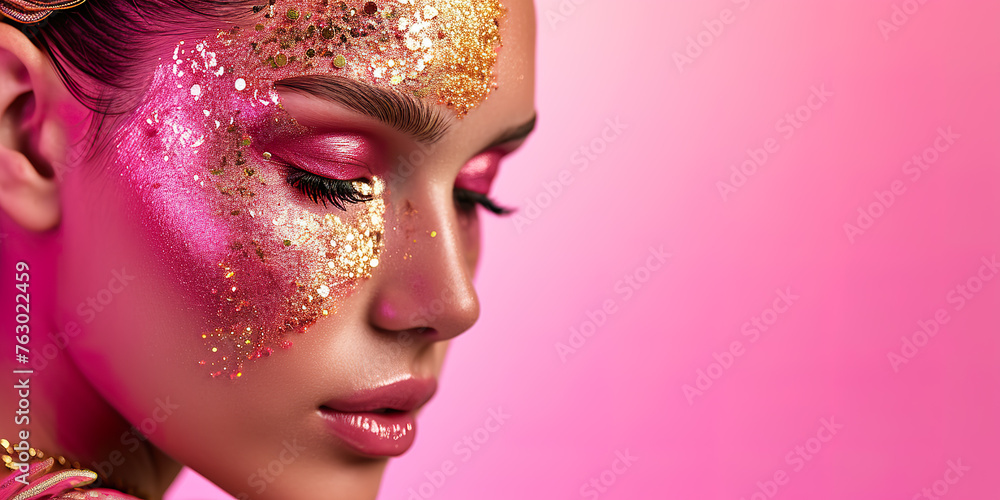 Pink Woman skin. Beauty fashion model girl