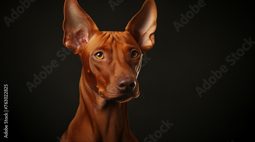 Cirneco delletna dog portrait. Italian rare dog breed photo