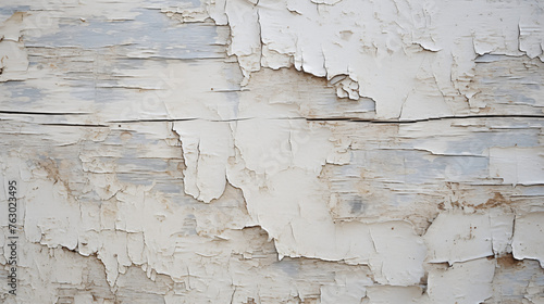 Close Up of Peeling and Cracked White Paint on Antique