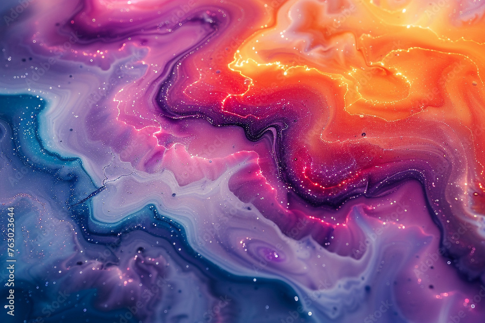 Fine intricate marble like flows of colorful paint background. Fine intricate marble like flows of colorful paint background.