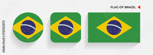 Brazil Flags arranged in round, square and rectangular shapes