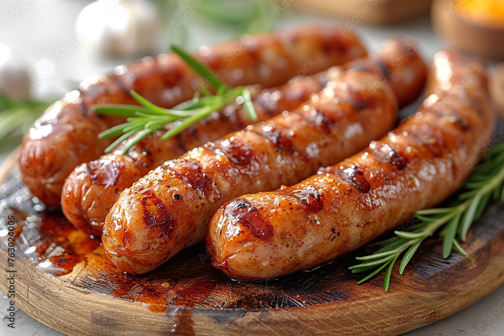Grilled bratwurst Pork Sausages, bbq sausages Grilled bratwurst Pork Sausages, bbq sausages