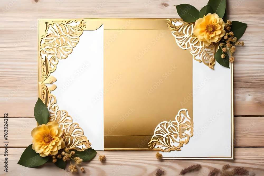 background with frame and flowers