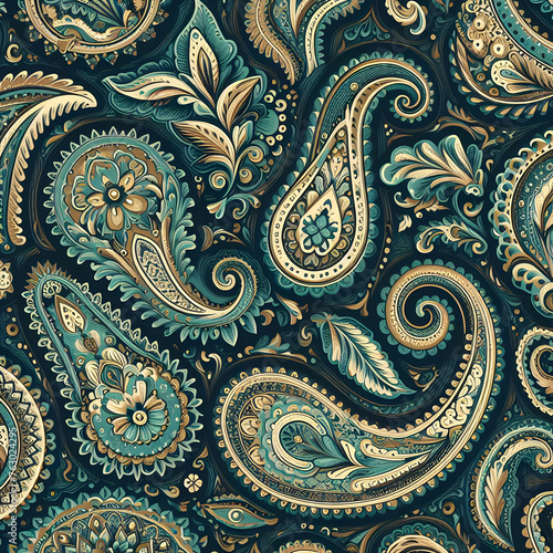 seamless pattern with paisley, pattern, seamless, paisley, wallpaper,art, design, illustration, Ai generated