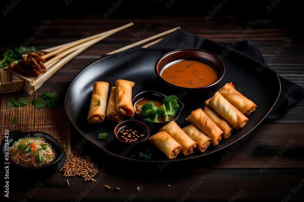 fried rolls with sauce