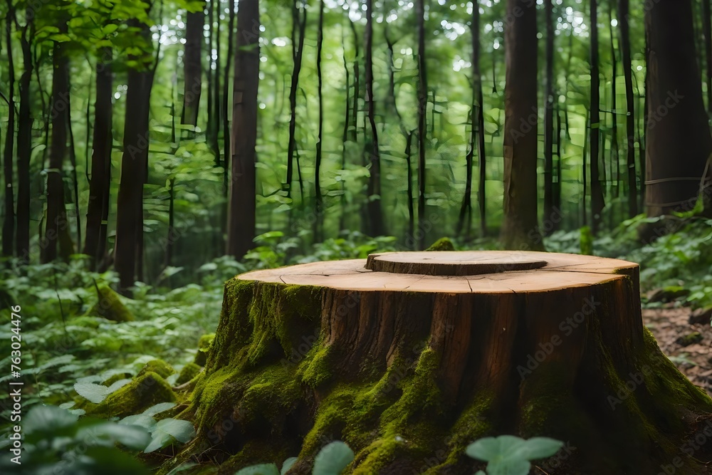 forest and cut tree stem