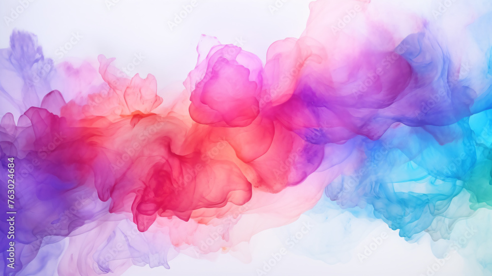 Colorful alcohol ink wash texture on white paper background