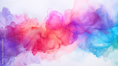 Colorful alcohol ink wash texture on white paper background