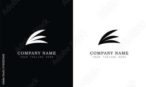 Letter E 3 wing feather photography luxury logo