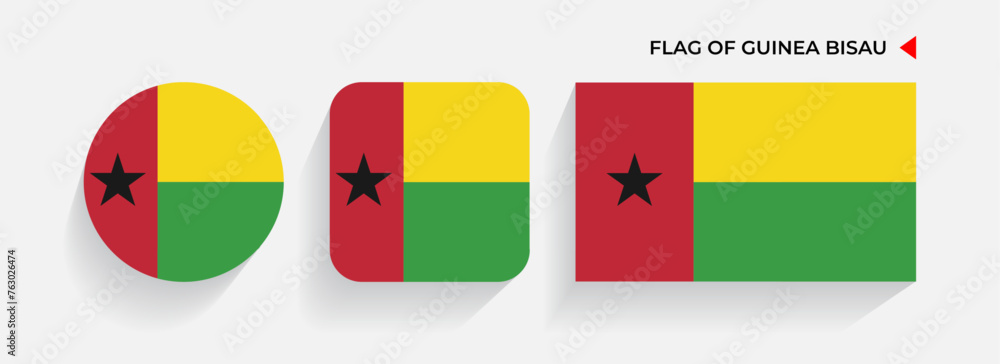 Obraz premium Guinea Bissau Flags arranged in round, square and rectangular shapes