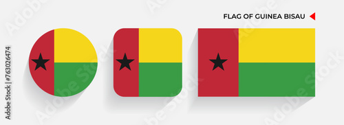 Guinea Bissau Flags arranged in round, square and rectangular shapes photo